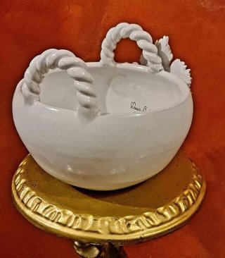 Cestino ceramica bianca Donna Barbara