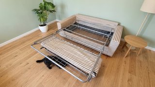 Divano letto matrimoniale 2 posti beige rigato
