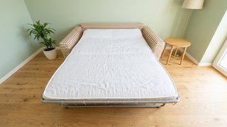 Divano letto matrimoniale 2 posti beige rigato