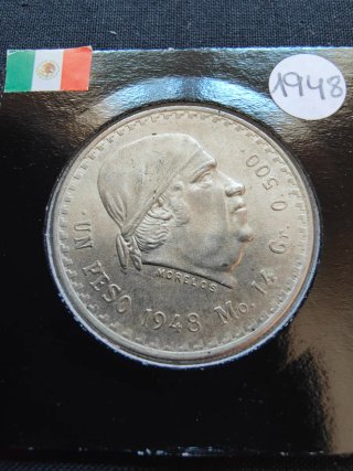 Moneda 1 Peso México 1948 Plata