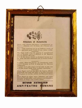 Quadro con papiro+attestato di autenticità bronzo