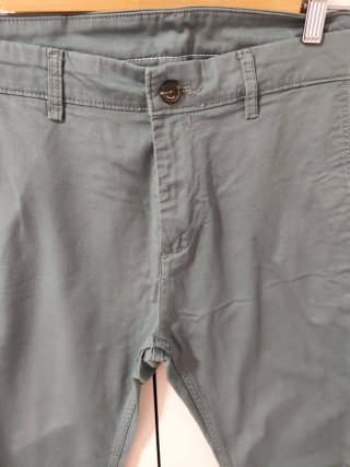 Pantalones Chinos Zara Hombre Gris Azul Verdoso