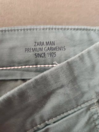 Pantalones Chinos Zara Hombre Gris Azul Verdoso