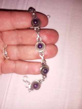 Pulsera Antigua Plata con Piedras Moradas
