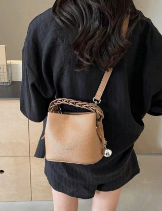Bolso de cuero mujer beige/marrón
