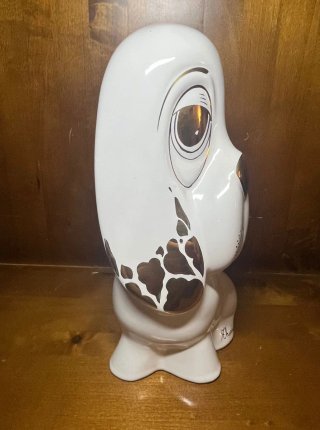 Scultura cane design ceramica oro bianco
