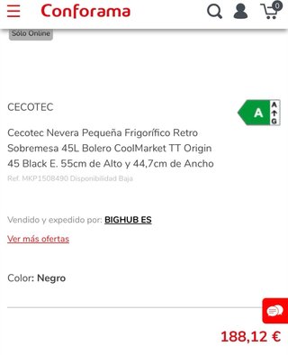 Nevera Cecotec Negra