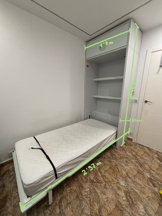 Cama Abatible Vertical Gris y Verde menta