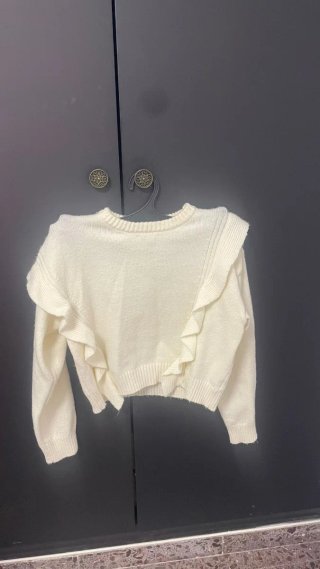 Jersey blanco con volantes talla única