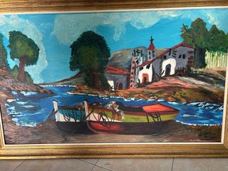 Cuadro antiguo grande paisaje medidas 117x73cm