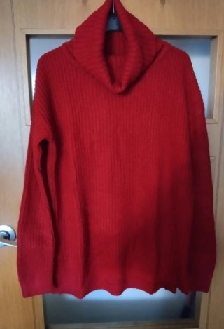 Jersey lana cuello alto talla única rojo