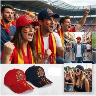 Pack 2 Gorras España Bordadas Unisex Roja y Azul