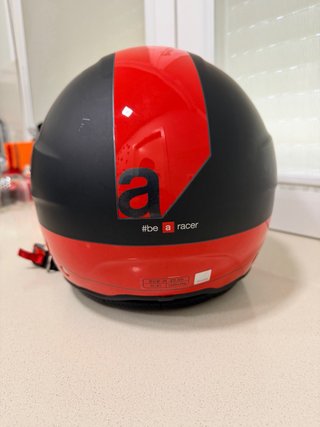 Casco Moto Scooter Negro y Rojo