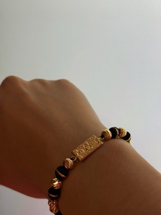Pulsera Tejida Com Oro 18k Balines Diamantados