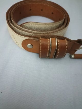 Cinturón mujer cuero marrón y dorado
