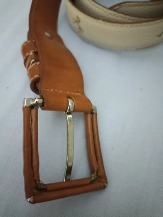 Cinturón mujer cuero marrón y dorado