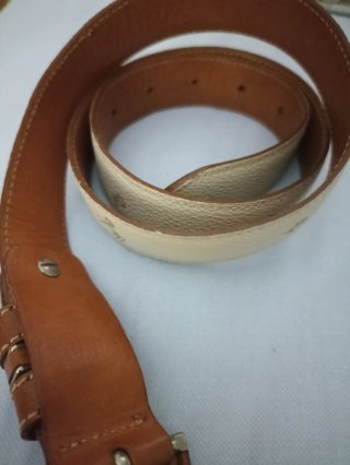 Cinturón mujer cuero marrón y dorado