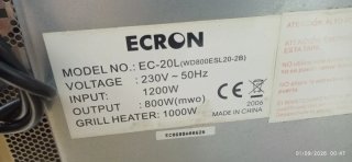 Microondas Ecron Grill Acero Inoxidable