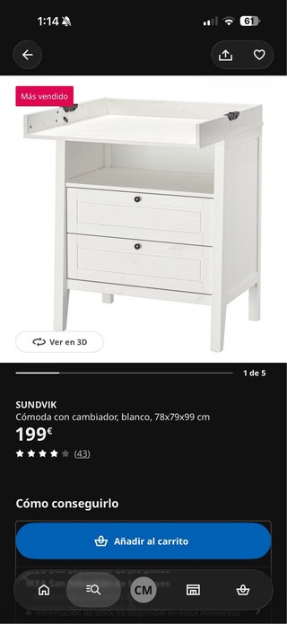 Cambiador abatible blanco IKEA