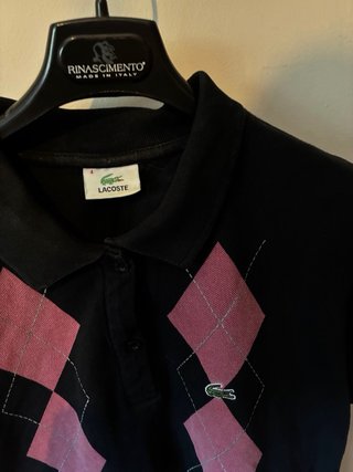 Polo Lacoste Negro y Rosa Talla S