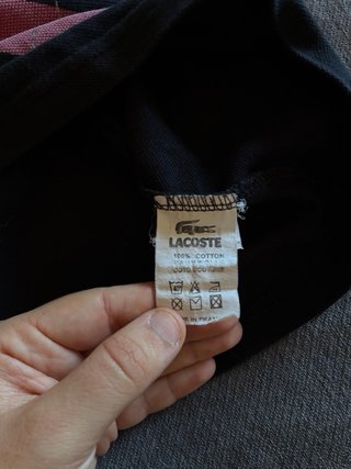 Polo Lacoste Negro y Rosa Talla S