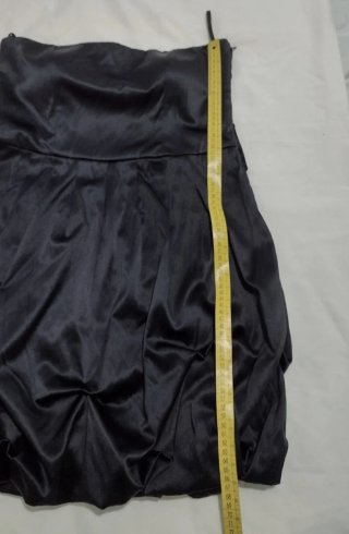 Vestido talla 42 azul marino satinado sin tirantes
