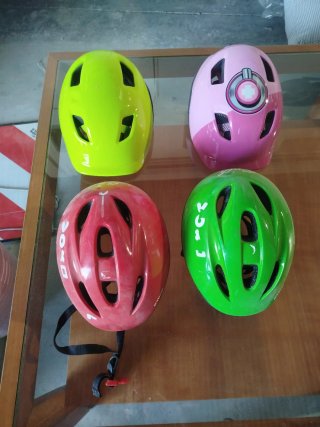 Casco bici niña rosa y verde