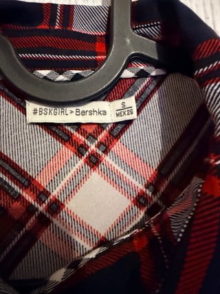 Blusa Bershka Talla S Cuadros Manga Larga