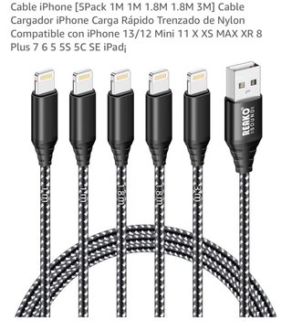 Confezione da 5 cavi Lightning per iPhone intrecciati