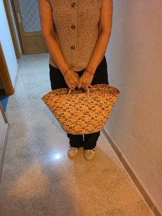 Bolso Cesta Mimbre Artesanía Multicolor