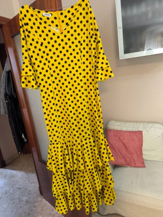 Traje Flamenca Lycra Amarillo y Negro XXL