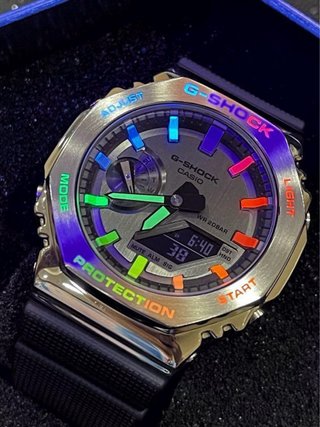 Casio G Shock Steel Rainbow GM-2100 modded metal