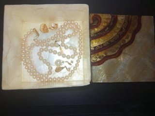 Lote Vintage Perlas Majorica Años 80+Joyero Ónix