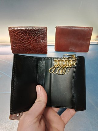 6 carteras, billeteras, porta llaves, de piel
