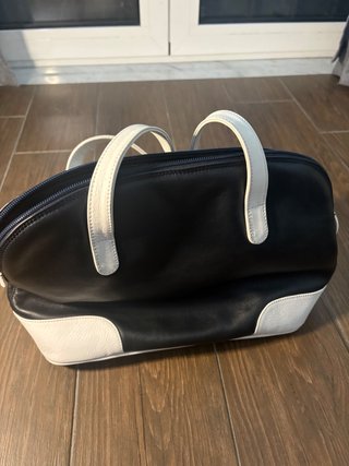 Borsa Enrico Pucci Pelle Nera Bianca Bauletto