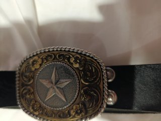 Cinturón Cuero Hebilla Estrella Motero