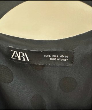Elegante Vestido midi Zara azul de lunares Talla L