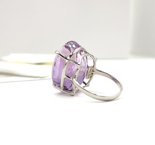 Anillo Plata Amatista Natural Grande