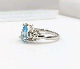 Anillo Plata Topacio Azul Cielo Natural
