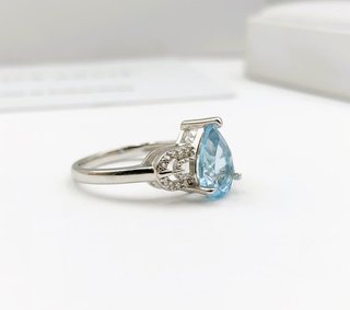 Anillo Plata Topacio Azul Cielo Natural