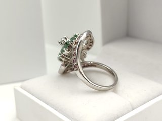 Anillo Plata Esmeraldas y Granates Naturales