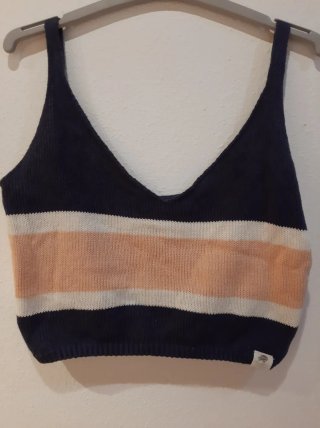 Top de punto rayas azul y rosa