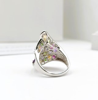 Anillo Plata Multicolor Granate Citrino Peridoto