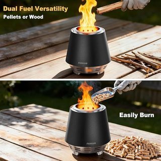 FANHAO Brasero da Esterno Senza Fumo in Acciaio Nero