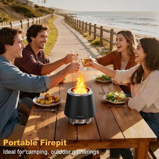 FANHAO Brasero da Esterno Senza Fumo in Acciaio Nero