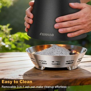 FANHAO Brasero da Esterno Senza Fumo in Acciaio Nero