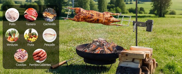 ONLYFIRE Asador Giratorio 10kg Altura Ajustable