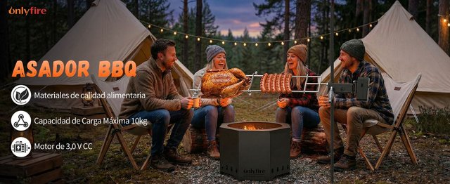 ONLYFIRE Asador Giratorio 10kg Altura Ajustable