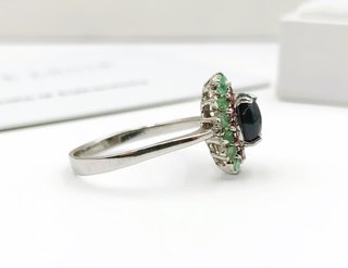Anillo Plata Ópalo, Esmeraldas y Granates