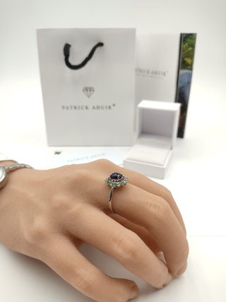 Anillo Plata Ópalo, Esmeraldas y Granates